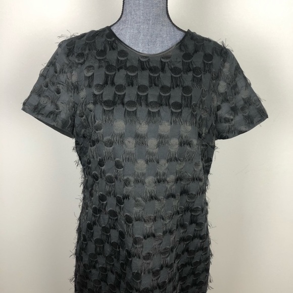 Banana Republic Fringe Dot Shift Dress Black 12 - Picture 4 of 6